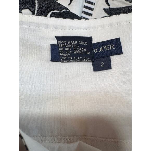 Boston Proper A-line White & Black Cotton Embroidered Skirt Size 2 - Picture 9 of 13